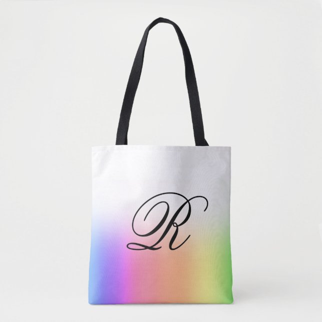 Rainbow Ombre över valfri Färg med Monogram Tygkasse (Framsida)