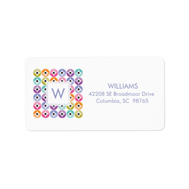 Rainbow Ombre Polka Dot Quilt Mönster Adressetikett (Framsidan)