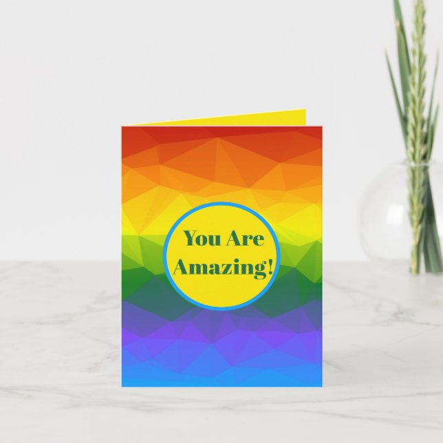 Rainbow Ombre Polygon Anteckningskort (Framsida)