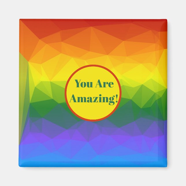 Rainbow Ombre Polygon Magnet (Framsidan)