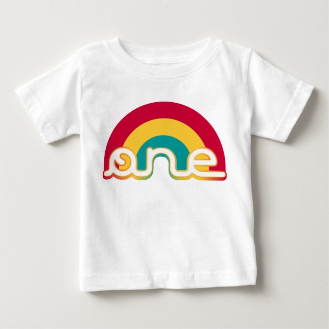 Rainbow one Birthday Tee Shirt (Framsida)