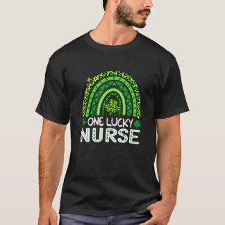 Rainbow One Lucky Nurse SCrub RN ICU ER St Patrick T Shirt