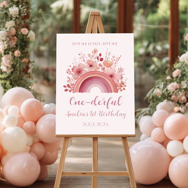 Rainbow Onederful 1st Birthday Party Welcome  Poster (Skapare uppladdad)