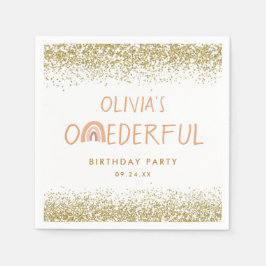 Rainbow Onederful Girl 1st Birthday Party Pappersservett