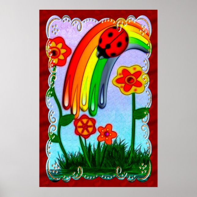 Rainbow Önskemål Nursery Barn Art Poster (Framsidan)