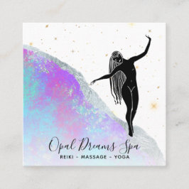 *~* Rainbow Opal Goddes Celestial Mystical Blue Fyrkantigt Visitkort