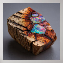 Rainbow Opalized Wood - Petrified Forest Gem Poster
