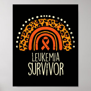 Rainbow Orange Ribbon Survivor Leukemia Awareness Poster