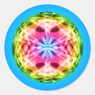 Rainbow Orb Mandala Runt Klistermärke