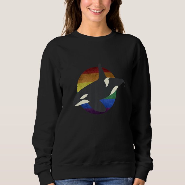 Rainbow Orca Killer Whale Earth Activist Marine Bi T Shirt (Framsida)