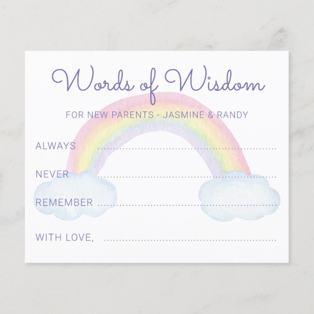 Rainbow Ord of Wisdom New Parys Baby Shower (Framsida)