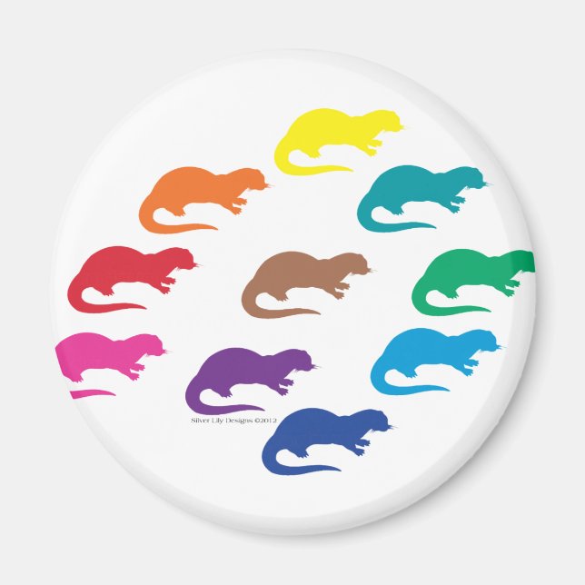 Rainbow Otters Magnet (Framsidan)