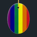 Rainbow Oval Ornament<br><div class="desc">Lodrät rand i färg av regnbågen.</div>