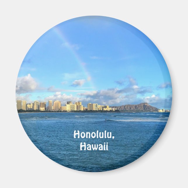 Rainbow over Honolulu, Hawaii Magnet (Framsidan)
