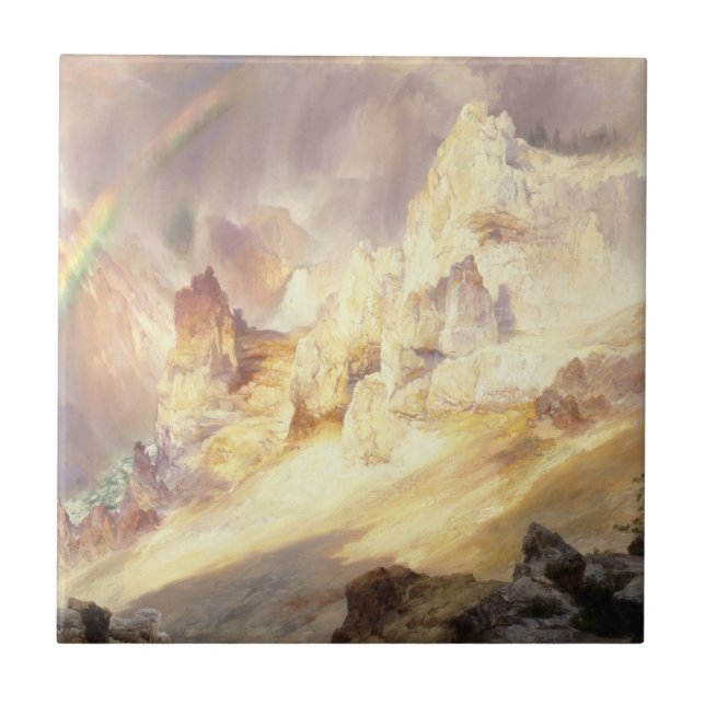 Rainbow Over Yellowstone, Moran 1900 Kakelplatta (Framsidan)