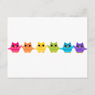 Rainbow Owls Vykort