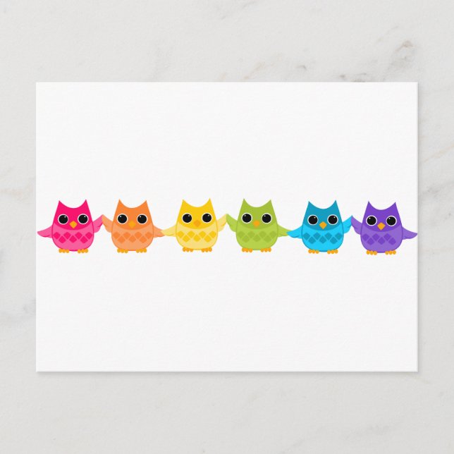 Rainbow Owls Vykort (Framsida)