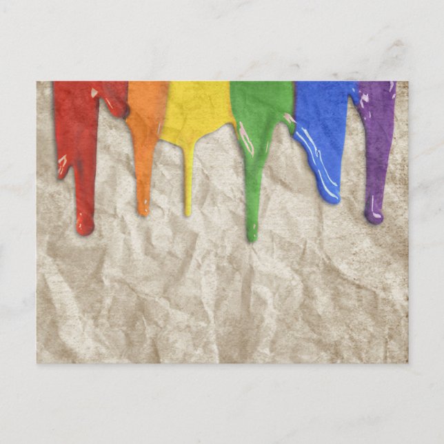 RAINBOW PAINT DRIPPINGS -.png Vykort (Framsida)