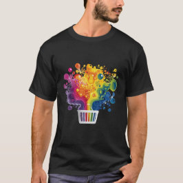 Rainbow Paint Explosion from a Basket T Shirt