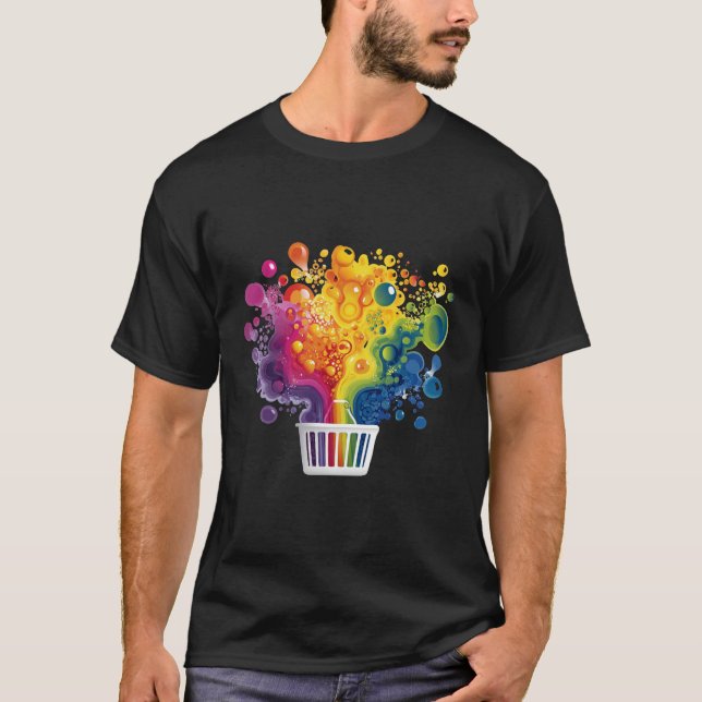Rainbow Paint Explosion from a Basket T Shirt (Framsida)