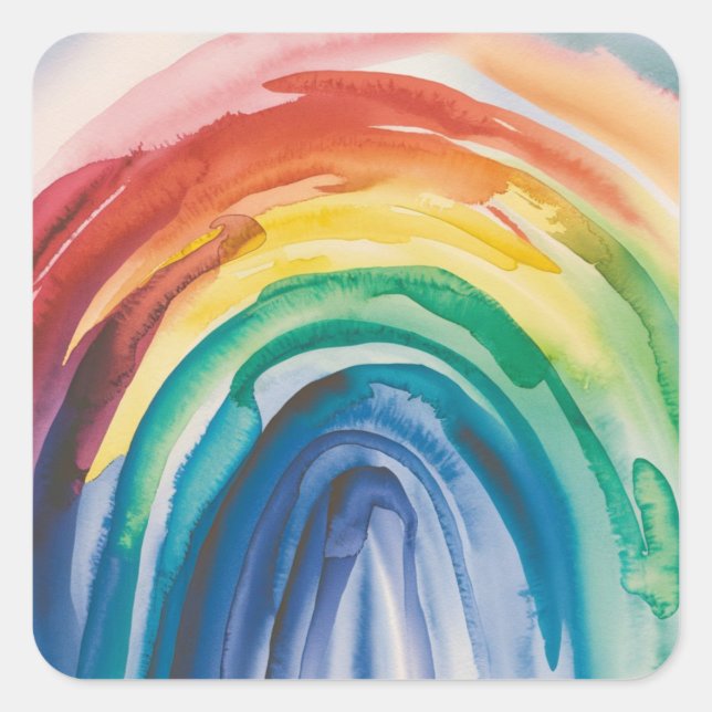 Rainbow Paint Fyrkantigt Klistermärke (Framsida)