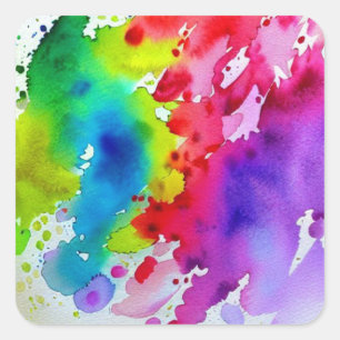 Rainbow Paint Fyrkantigt Klistermärke