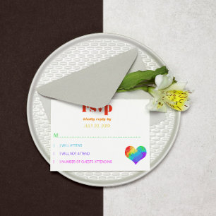 Rainbow Paint Heart Gay Lesbisk Bröllop OSA Kort