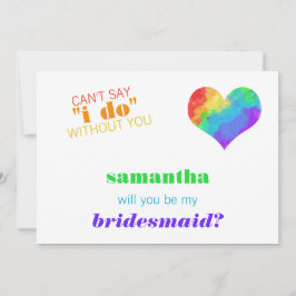 Rainbow Paint Heart Lesbisk Bröllop Bridesmaid Inbjudningar