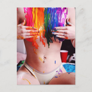 Rainbow Paint Sexy Photo vycard Vykort