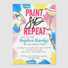 Rainbow Paint Sip Repeat Bachelorette Party Magnetisk Inbjudningskort