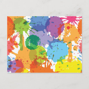 Rainbow Paint Splat Mönster Vykort