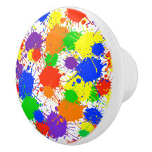 Rainbow Paint Stänk Drawer Drag keramiska knop