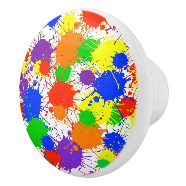 Rainbow Paint Stänk Drawer Drag keramiska knop Knopp (Höger)