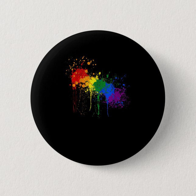Rainbow Paint Stänk Flagga LGBT Pride Month T-Shir Knapp (Framsida)