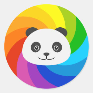 Rainbow Panda Runt Klistermärke