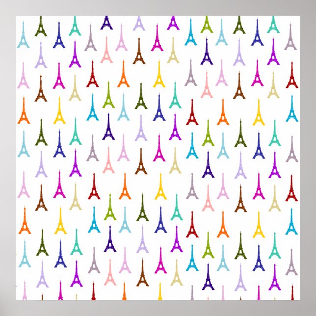 Rainbow Paris Eiffel Torn mönster Poster (Framsidan)