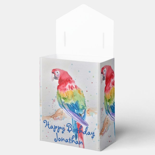 Rainbow Parrot Bird Birthday Cake Favbox Presentaskar (Öppnad)