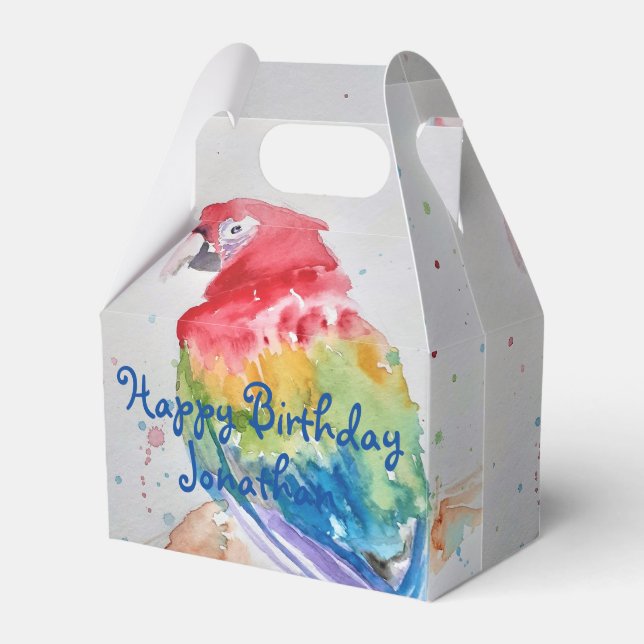 Rainbow Parrot Bird Birthday Cake Favbox Presentaskar (Framsidan Sidan)