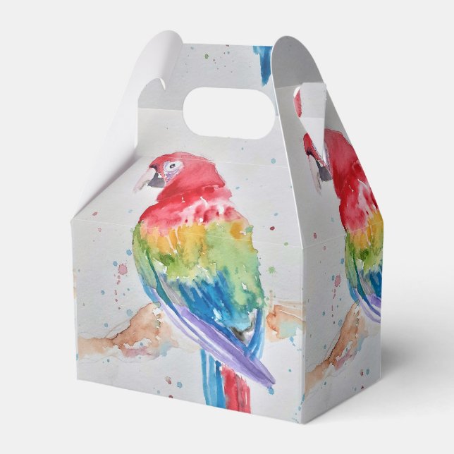 Rainbow Parrot Bird Birthday Cake Favbox Presentaskar (Framsidan Sidan)