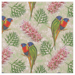 Rainbow Parrot-Blommigt Tyg