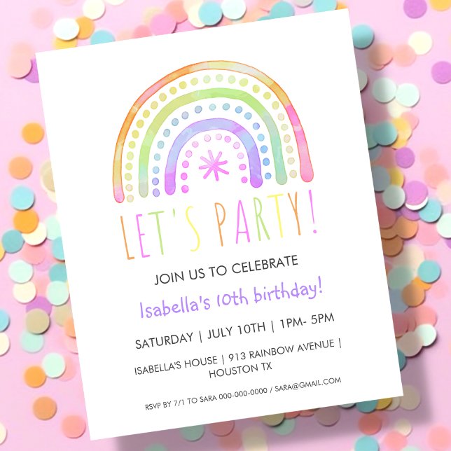 Rainbow Party | Åldersbudgetinbjudan (Skapare uppladdad)