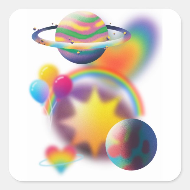 RAINBOW PARTY FYRKANTIGT KLISTERMÄRKE (Framsida)