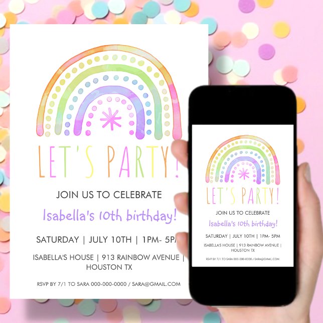 Rainbow Party | Inbjudan till födelsedag (Skapare uppladdad)
