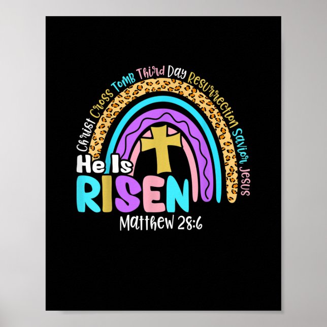 Rainbow Påsk Trendig: Risen Matthew 28 6 Poster (Framsidan)