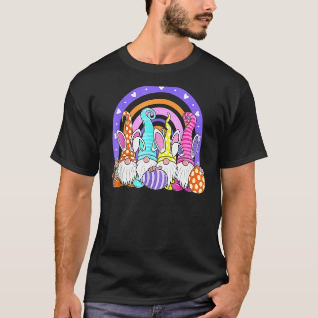Rainbow Påskhare Vår Gnome Påskägg Hunt T Shirt (Framsida)