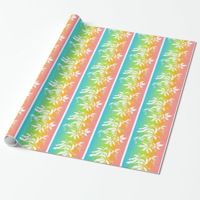 Rainbow Passion Flower Presentpapper (Utrullad)
