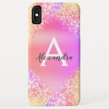 Rainbow Pastel Bling Luxury Glitter Monogram