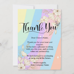 Rainbow Pastel Blommigt Small Business Apprecision Tack Kort