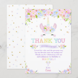 Rainbow Pastel Blommigt Unicorn Birthday Tack Inbjudningar