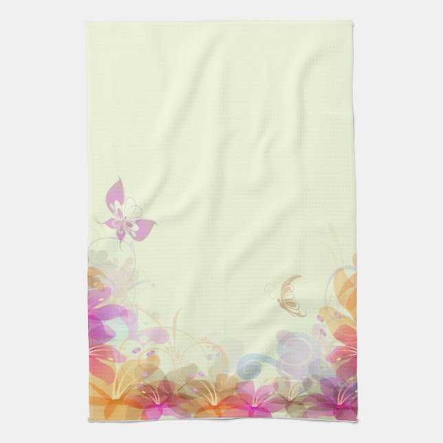 Rainbow Pastel-Blommigtar Kökshandduk (Vertikal)